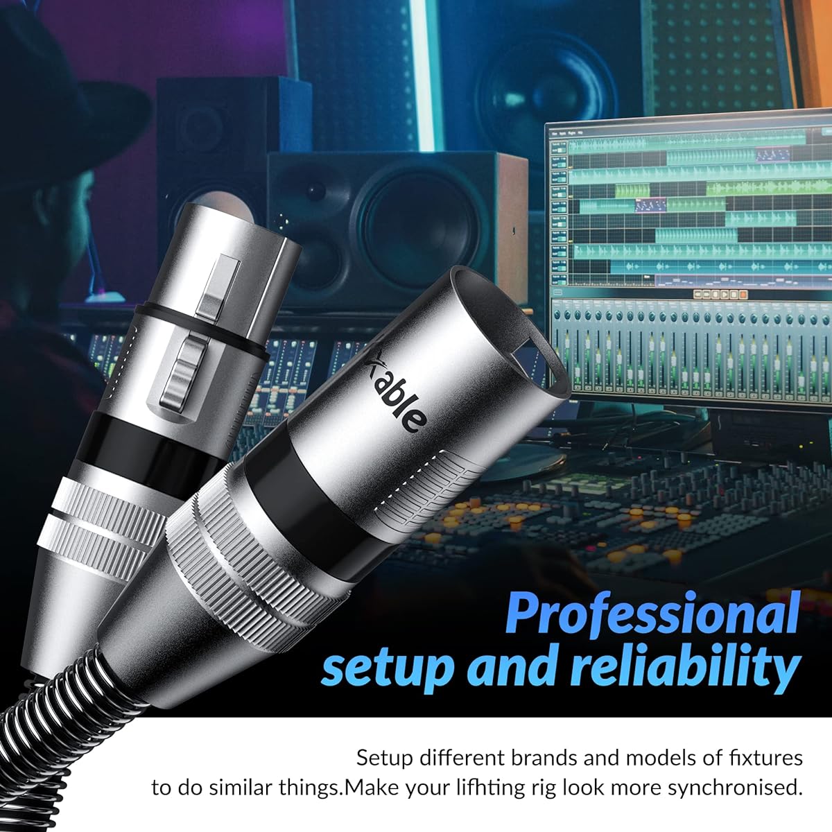 XLR to XLR Cable 100ft Premium XLR Microphone Cable Long Heavy Duty 22AWG OFC XLR Male to Female Cord 3 Pin Shielded Mic Speaker Cable Zinc Alloy Connector Metal Spring SR Black