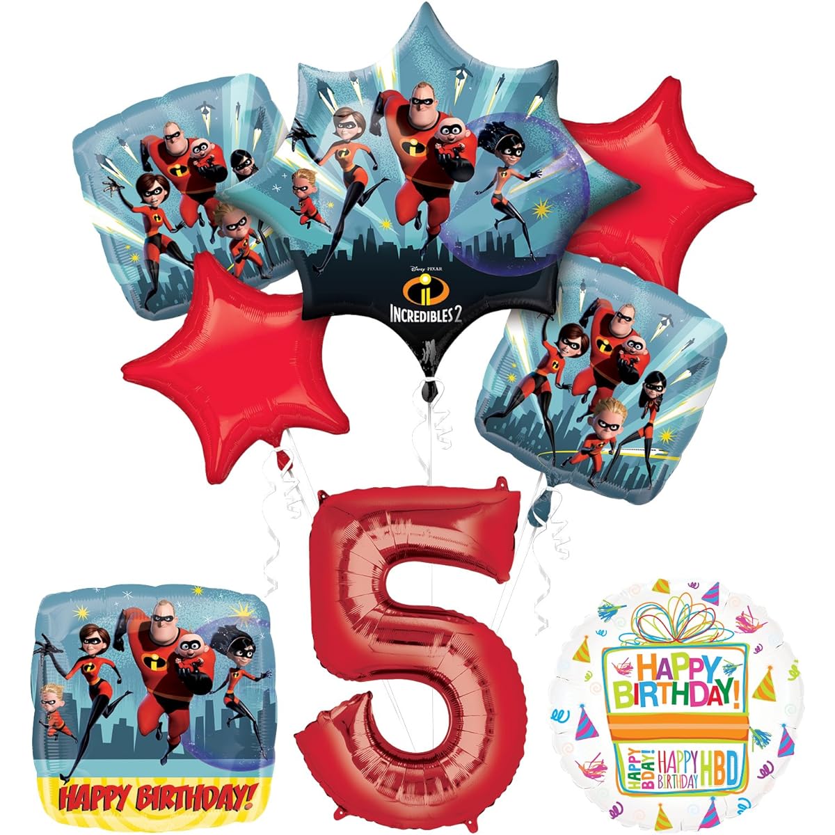Mr. Incredibles 2 Party Supplies 5th Birthday Balloon Bouquet Decoration