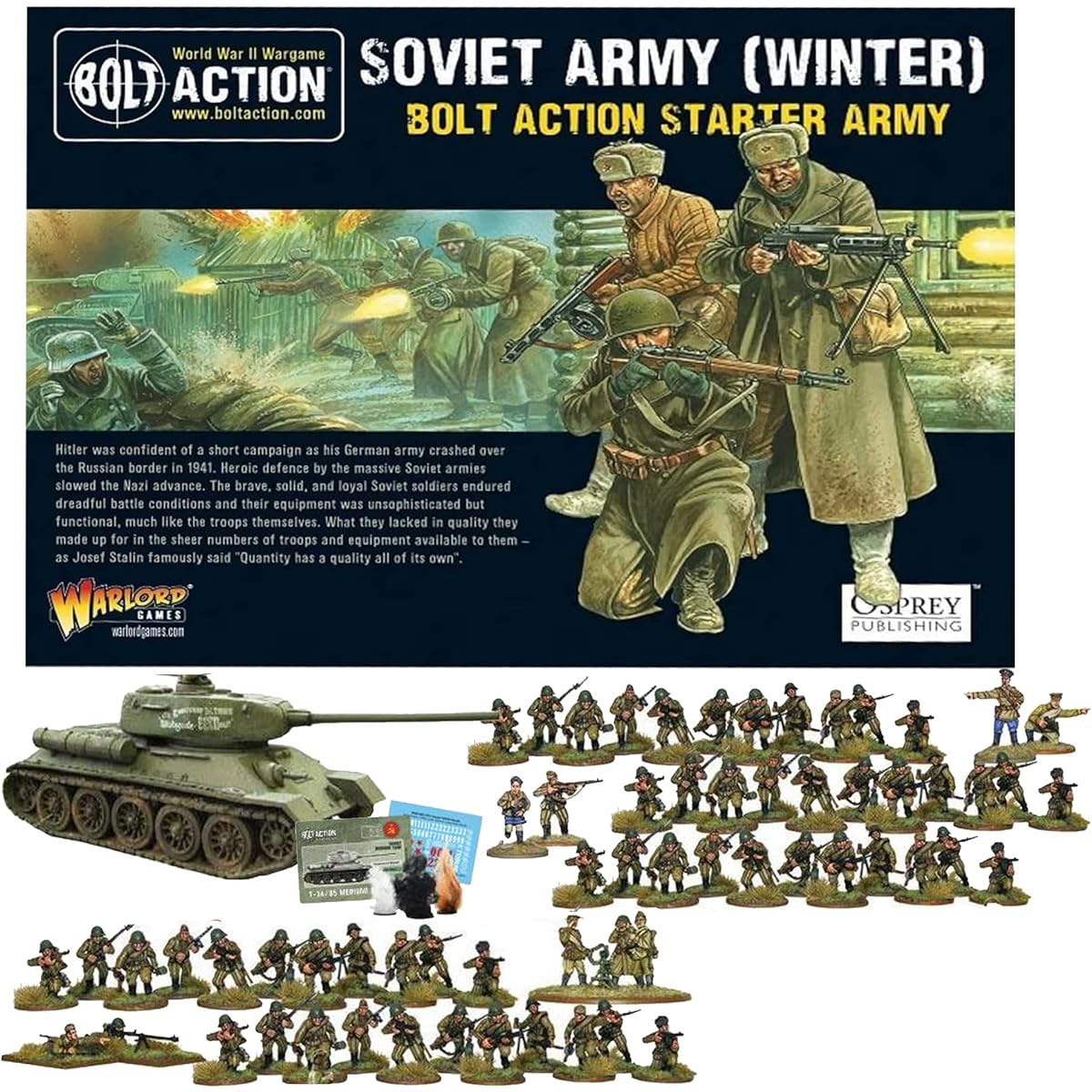 Wargames Delivered - Soviet Starter Army (Winter) - 28mm Miniature Figures Includes 90 Infantry, Tanks, War Machines, Metal MMG & Mortar Teams, Digital Bundle - WW2 Figures Plastic Model Kit