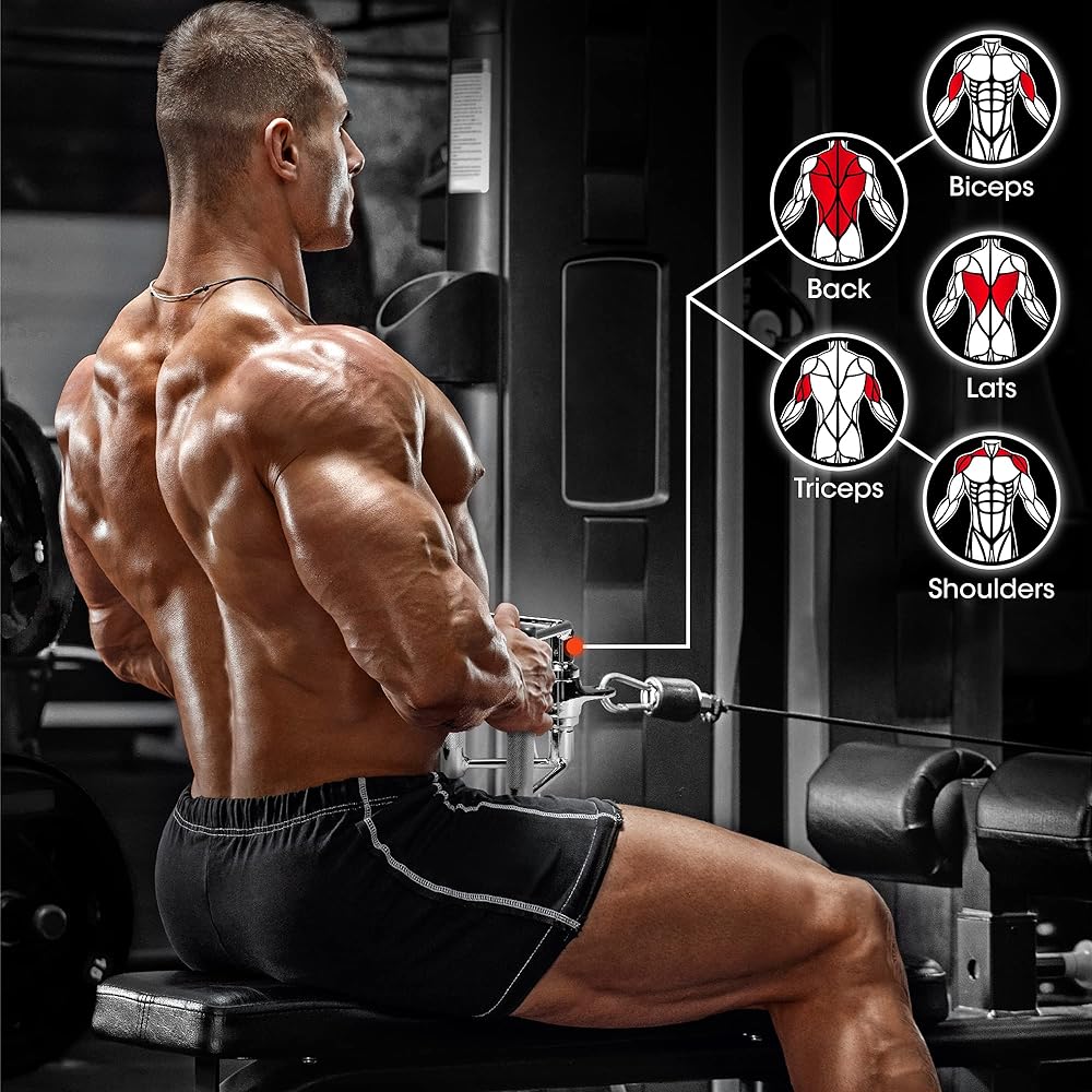Yes4All Double D Handle LAT Cable Attachment Double Row Rotate Chrome Diamond Knurling Gym Tricep Press Down for Pectoral and Deltoid Exercises [Genuine Japanese Import Product] TX83