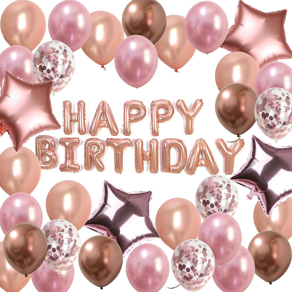 Rose Gold Birthday Decorations - Pink Gold Happy Birthday Balloon Kit for Girls Women Party Supplies