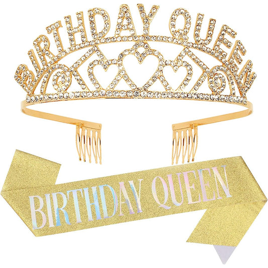 Aprince Birthday Queen Crown and Birthday Queen Sash Kit