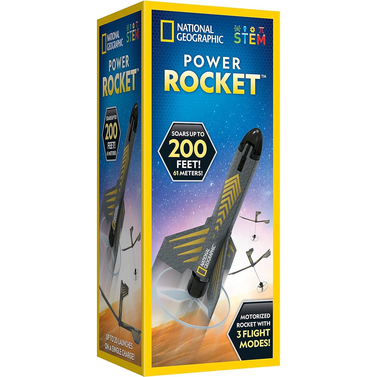 NATIONAL GEOGRAPHIC Rocket Launcher for Kids - Patent Pending Powered Air Rocket Toy Launches up to 200 Feet with Safe Landing, Outdoor Toys & Model Rockets for Kids, Gifts for Boys and Girls, Space Toys