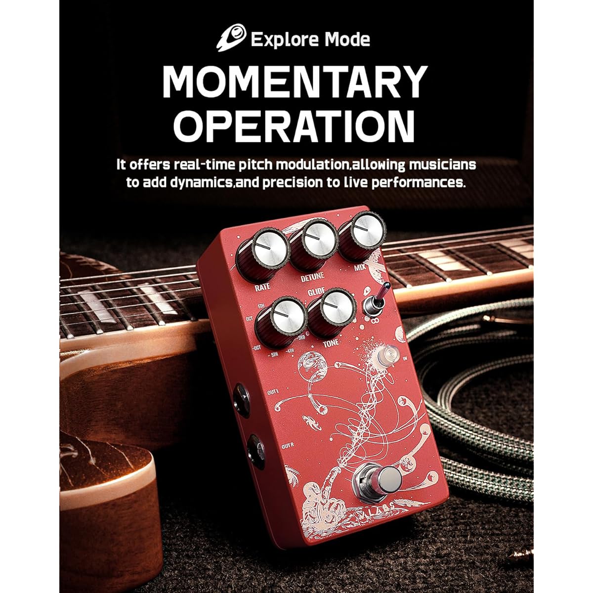 ALABS Octave Guitar Effector Pedal 9 Modes Octave Pitch Shifter Pedal (ORBITAL)