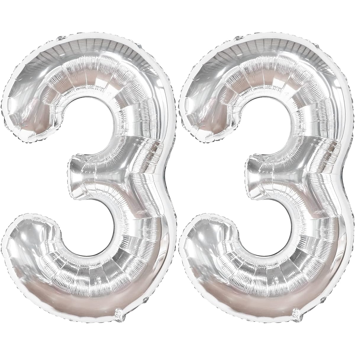 KatchOn 33 Giant Balloons Silver - 40 Inches | 33 Birthday Balloons for Women, 33 Birthday Decorations | 33 Silver Birthday Balloons | 33rd Birthday Balloons for Men