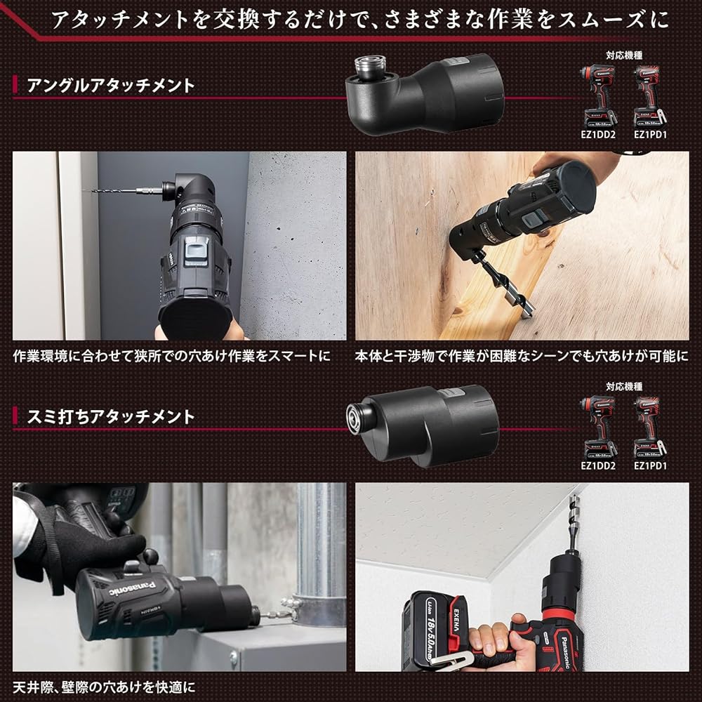 Panasonic Keyless Chuck Attachment for EZ1DD2 EXENA Shaft Diameter Φ1.5~Φ13mm Compatible Universal Hole Saw Core Drill Metalworking Hole Saw (21φ) Electric Drill Driver EZ9HX504 Black