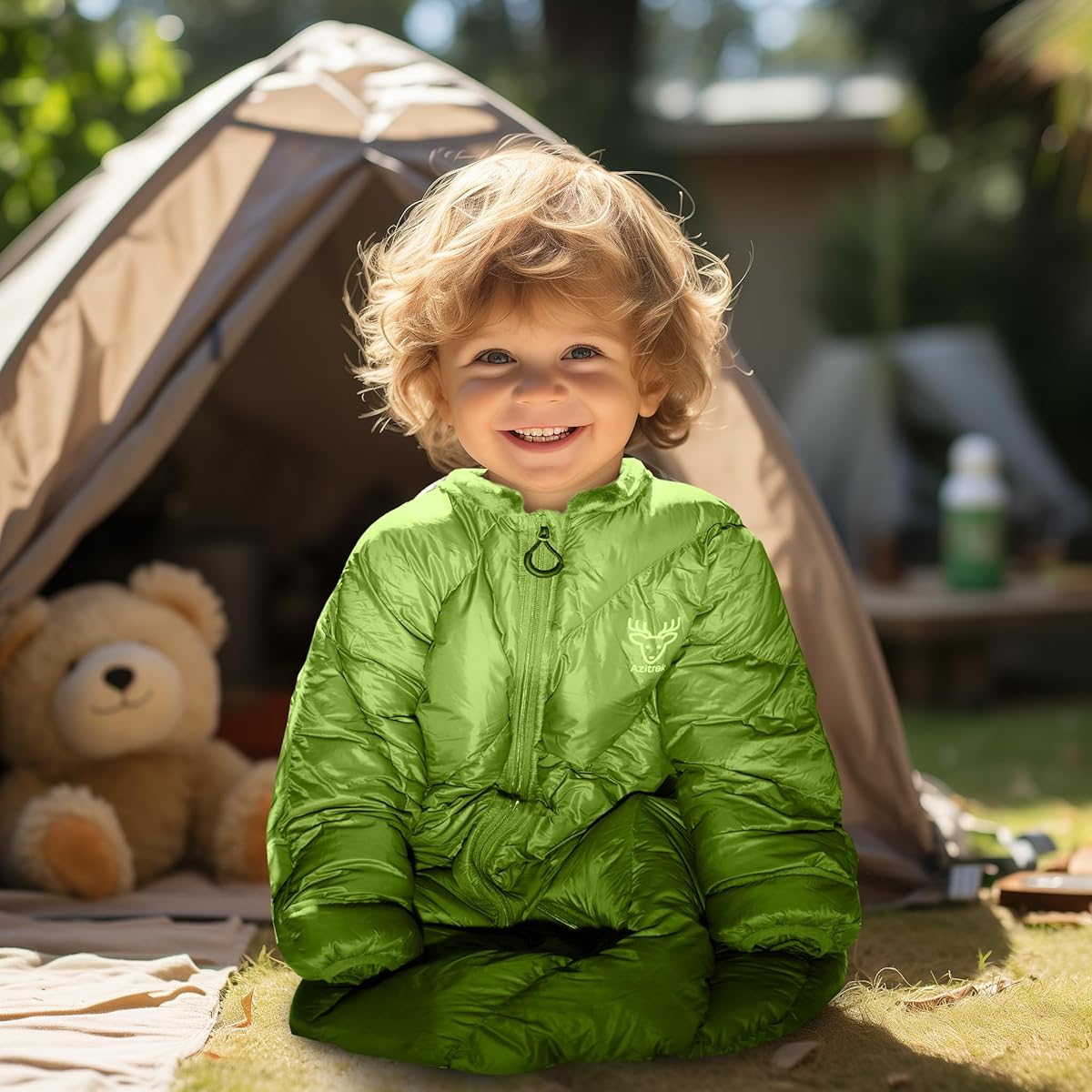 AZITREK T40 Kids Sleeping Bag for Boys and Girls | Ages 2-4 | Inflatable Toddler Sleeping Bag for Camping, Sleepovers, Fits up to 38 Inches, Lightweight, Compact, Comfortable, Indoor/Outdoor Use, Machine Washable