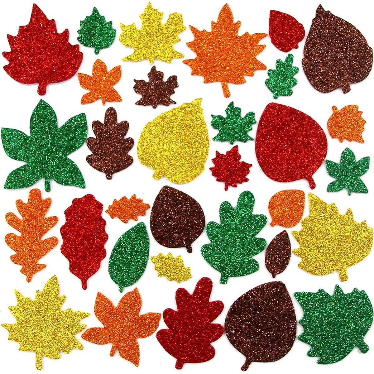 Leaf Glitter Stickers, Autumn Maple Leaf Foam Stickers for Fall Thanksgiving Halloween Party Crafts 500pcs