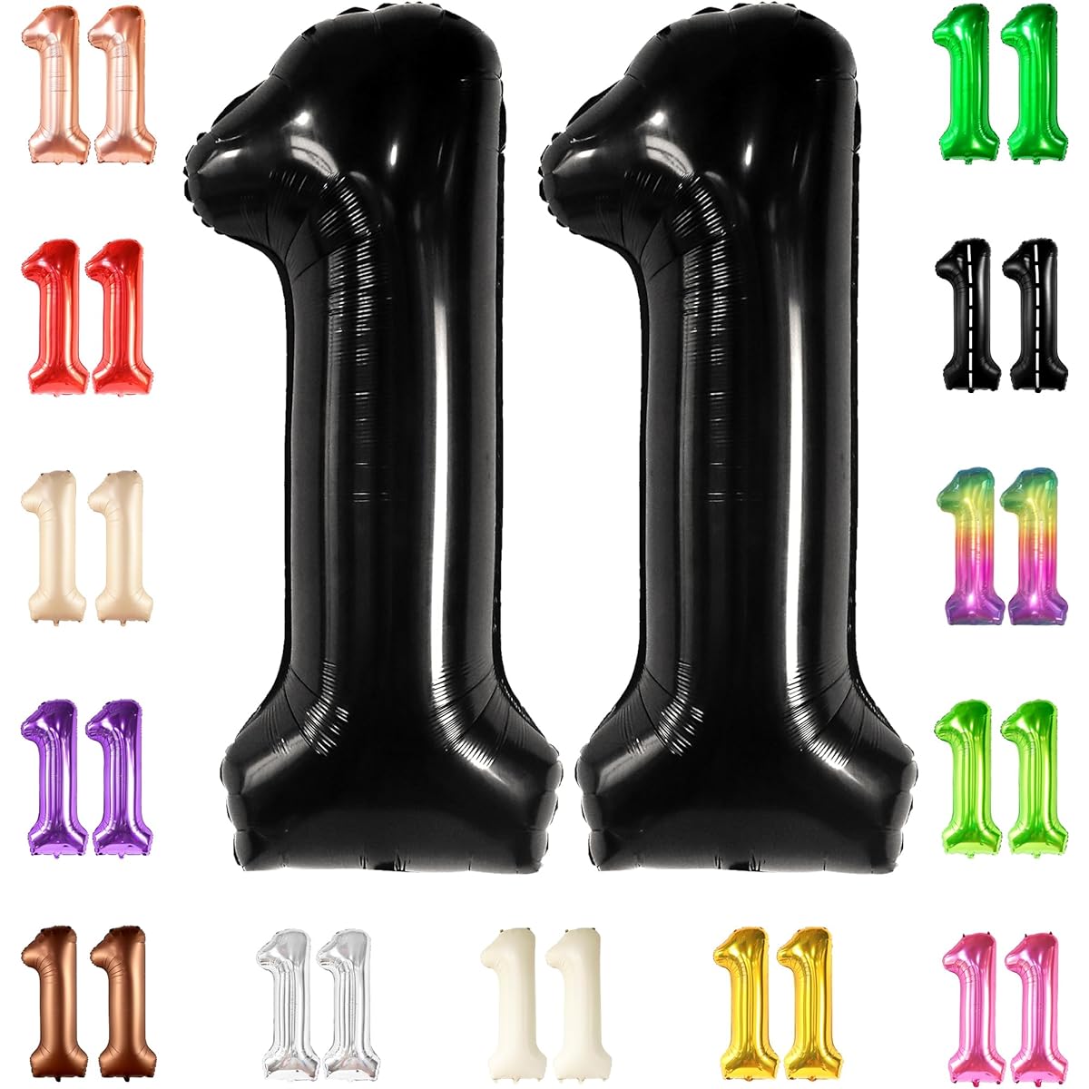Black Number 11 Foil Balloon