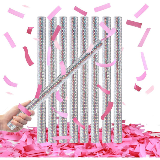 16 Pack Pink Gender Reveal Poppers, Safe and Cute Pink Confetti Poppers, 14 Inch Tissue Paper Confetti Flicks Flutter Wands for Baby Girl Shower Birthday Wedding Party Supplies Decorations (Pink 16 Pack)