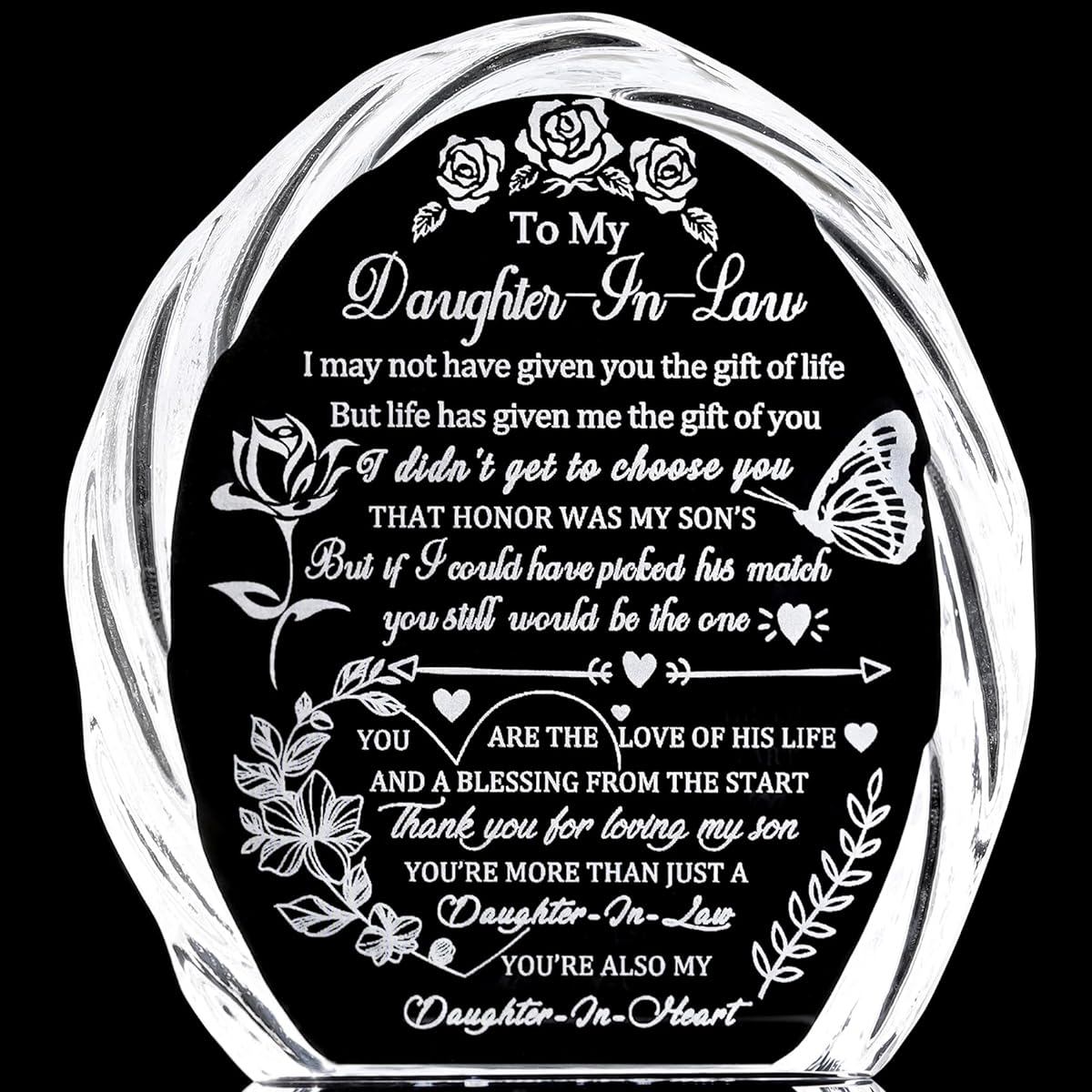 Gifts for Daughter-in-Law Birthday Gifts for Daughter-in-Law Laser Engraved Crystal Favors Wedding Anniversary Christmas