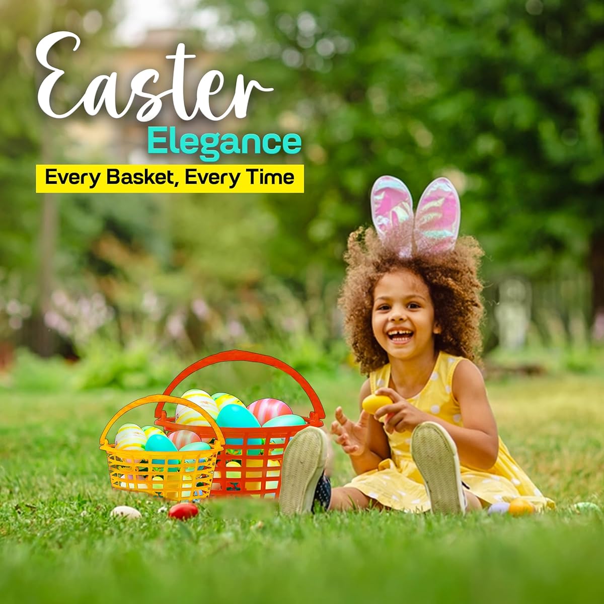 Bulk Plastic Easter Baskets (72pcs) Easter Party Supplies