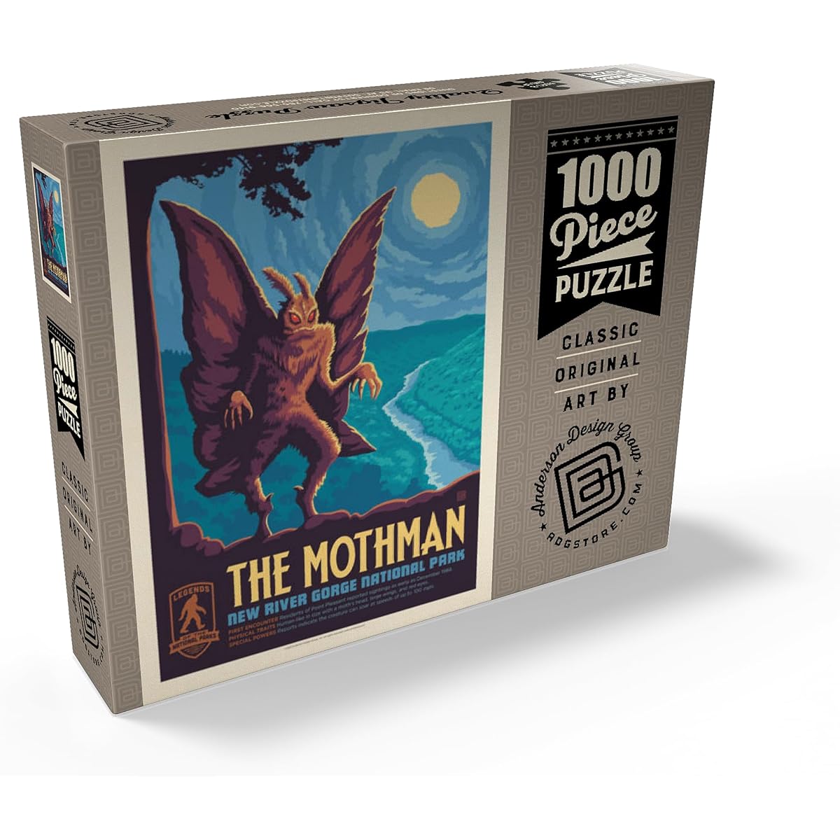 Legends of The National Parks: New River Gorge's Mothman Vintage Poster Premium 1000 Piece Jigsaw Puzzle for Adults