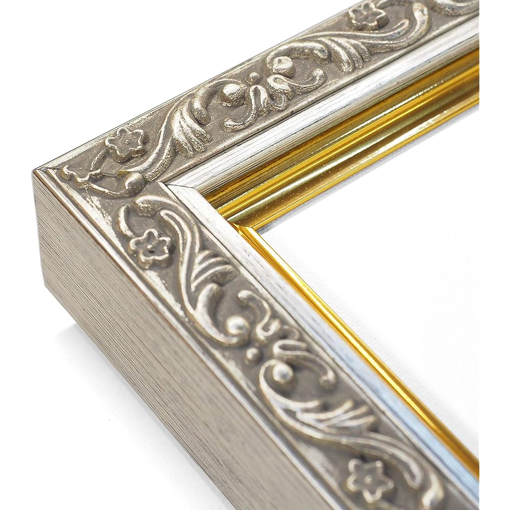Lightweight oil painting frame GD8201 UV cut acrylic specification with wall hook F size (Silver, F0)