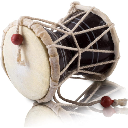 Handmade Wooden & Leather Classic Indian Ethnic Dumroo Hand Drum Set Percussion Decor Collectible Showpiece World Musical Instruments (Brown)