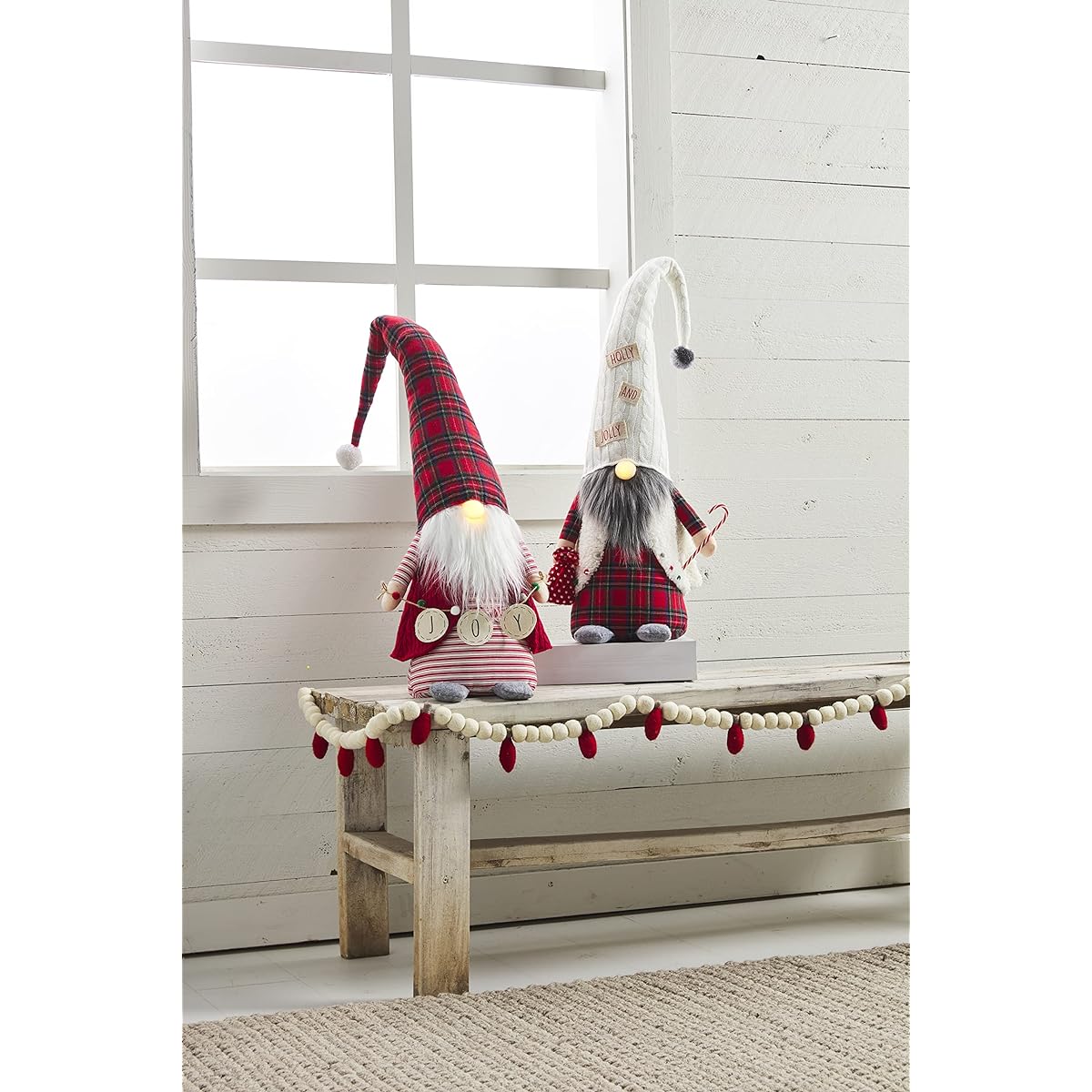 Mud Pie XL Light Up Gnome Sitter, Holly