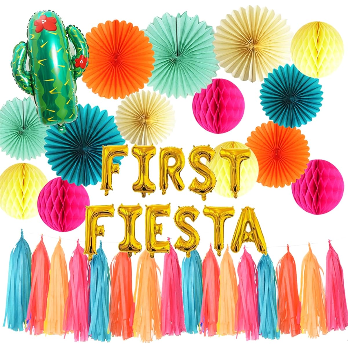 First Fiesta Birthday Decorations - Mexican 1st Birthday Party Supplies Gold First Fiesta Balloons Mexican Fiesta 1st Birthday Taco Boot Uno Cinco de Mayo Party Decorations