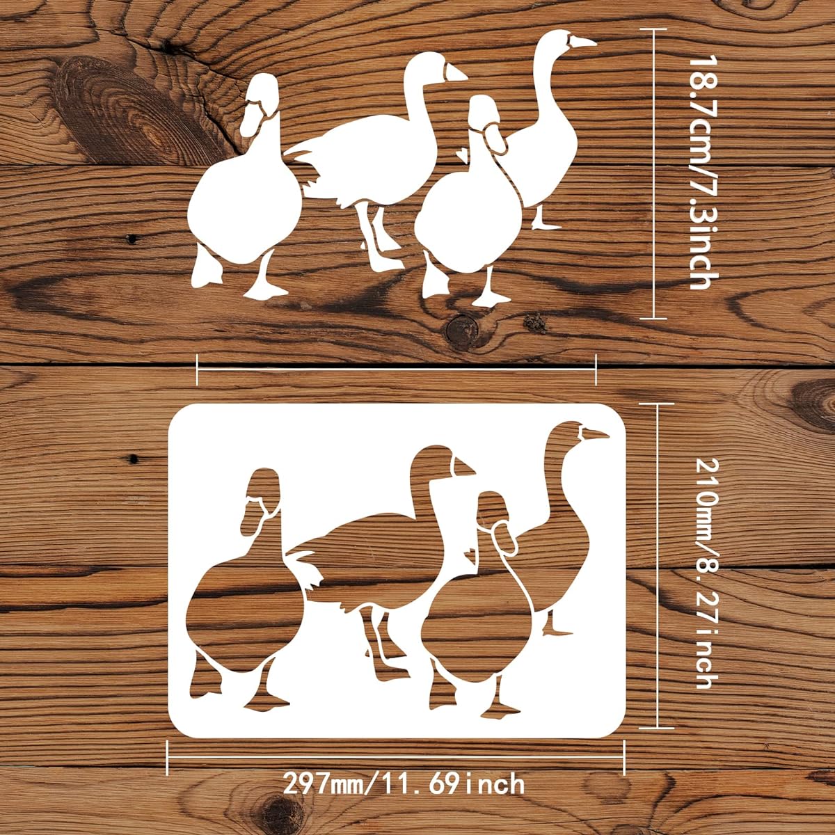 FINGERINSPIRE Duck Stencil Template 11.7x8.3 Inch Duck Template Plastic Duck Flock Paint Stencil Reusable Farm Animal Stencil DIY Decorative Stencil for Painting on Wood, Floors, Walls