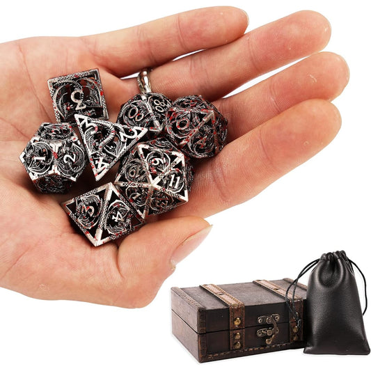 Ancient Deer Polyhedral Metal Dice Set DND Hollow Pure Copper Carving Process DND Metal Dice Set for Dungeons and Dragons Dice Game Roleplay RPG Explorer MTG Pioneer Game DND Dice Set