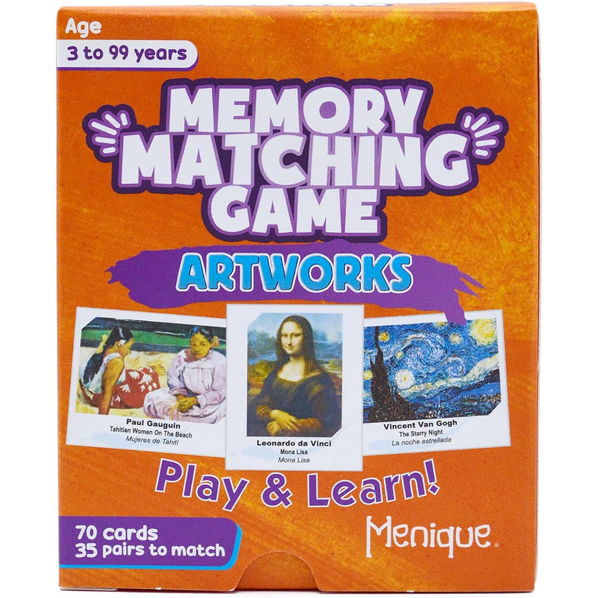 Menique. Memory matching game. Famous painting game. 35 pairs to match.