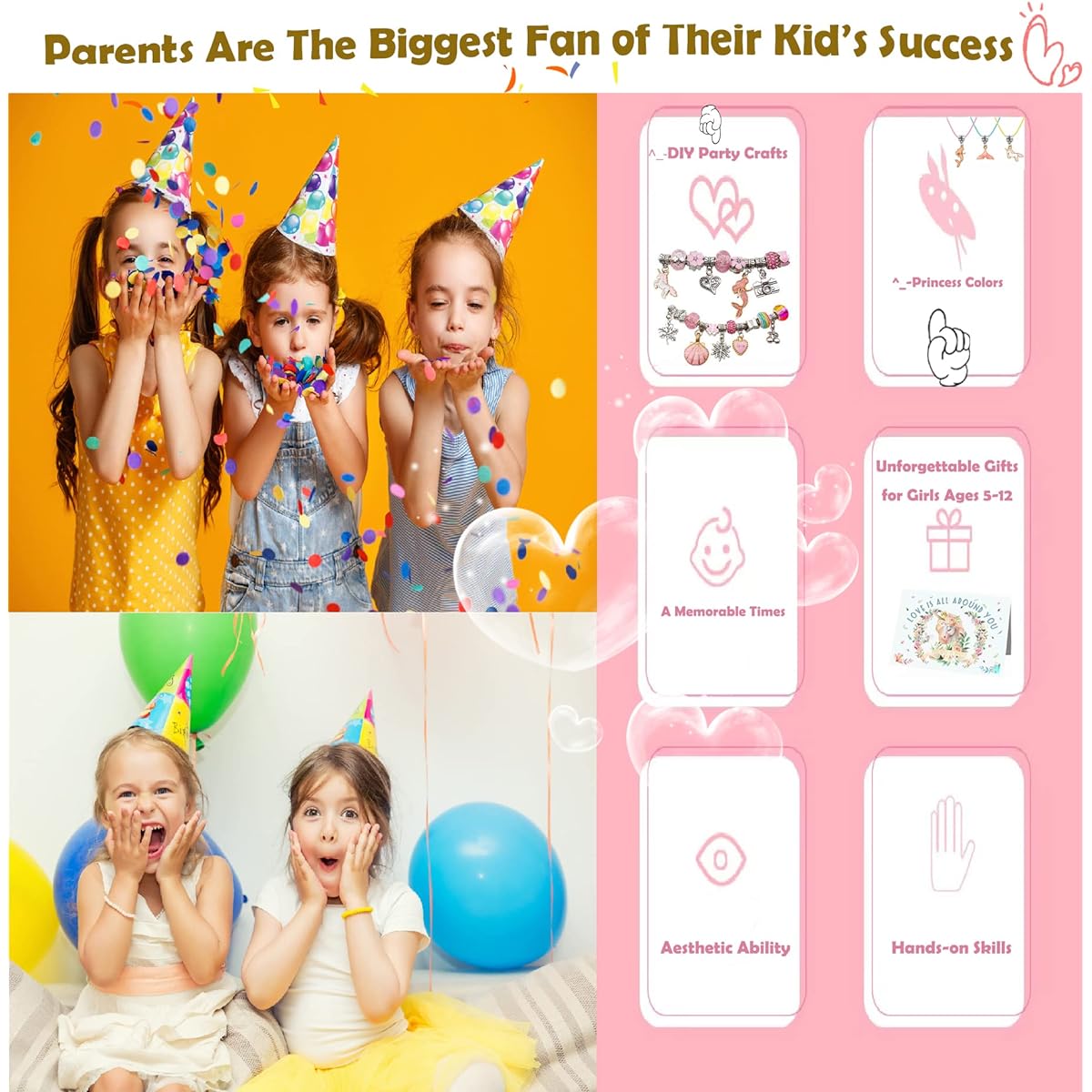 Prt.ASSTNT Friendship Charm Bracelet Jewelry Making Kit Unicorn Mermaid Gift Toys for Girls Ages 5 6 7 8 9 10 Jewelry Making Supplies Beads Gifts for 8-12 Years Old Princess Toys for 5-7 Years Old
