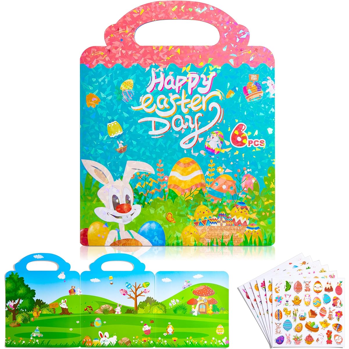 Easter Sticker Book for Kids 3-5 Reusable Fluffy Stickers Activity Book for Toddlers Boys Girls Holiday Festival