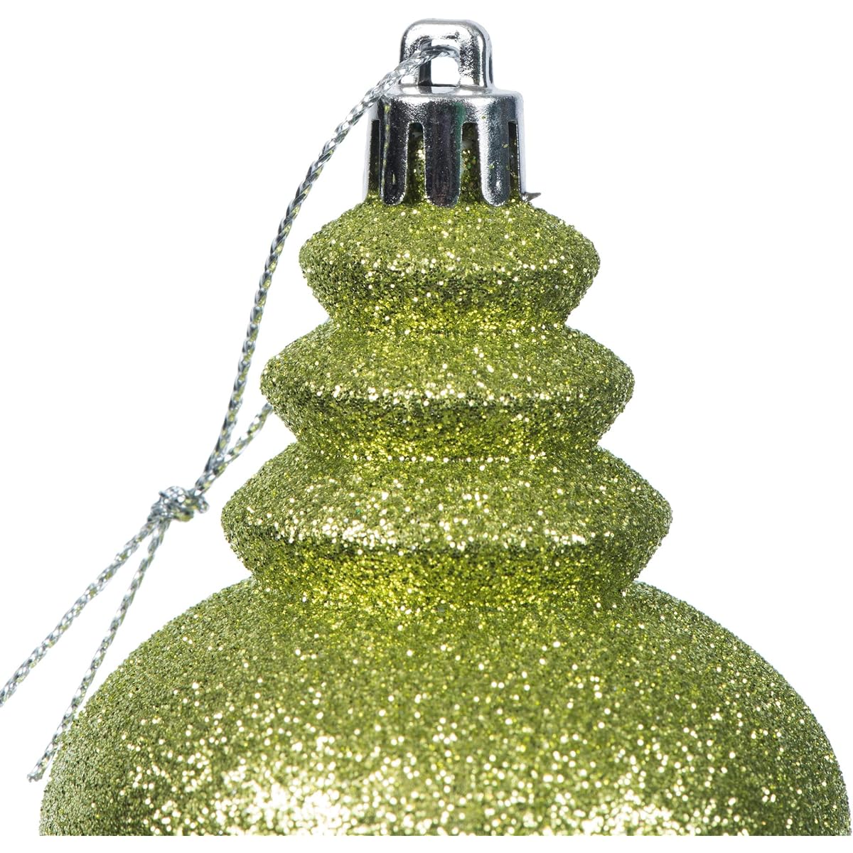 Vickerman 7" Lime 4-Finish Finial Christmas Ornaments, 8 per box