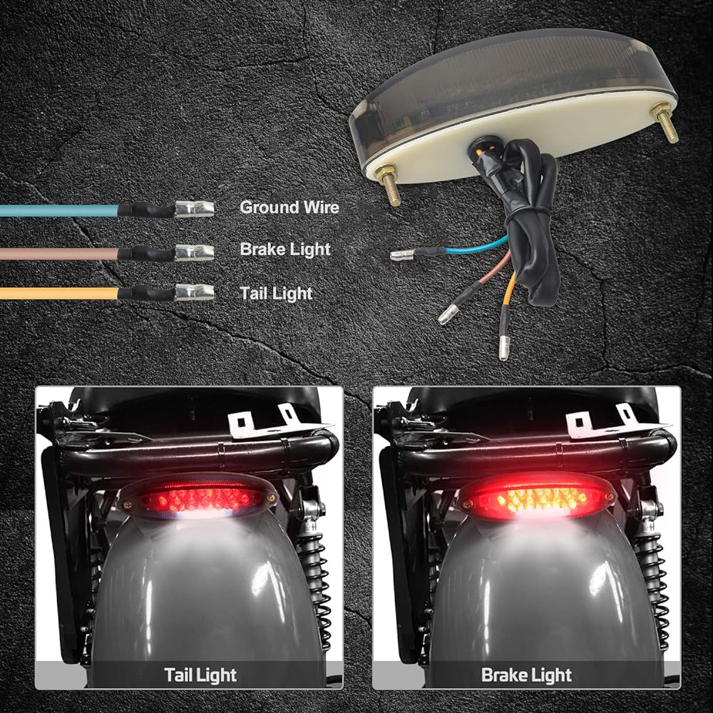NTHREEAUTO ATV LED Brake Tail Light Smoked Motorcycle Tail Light with License Plate Light Universal Compatibility Compatible with Harley Honda Kawasaki KFX 400 Yamaha Suzuki