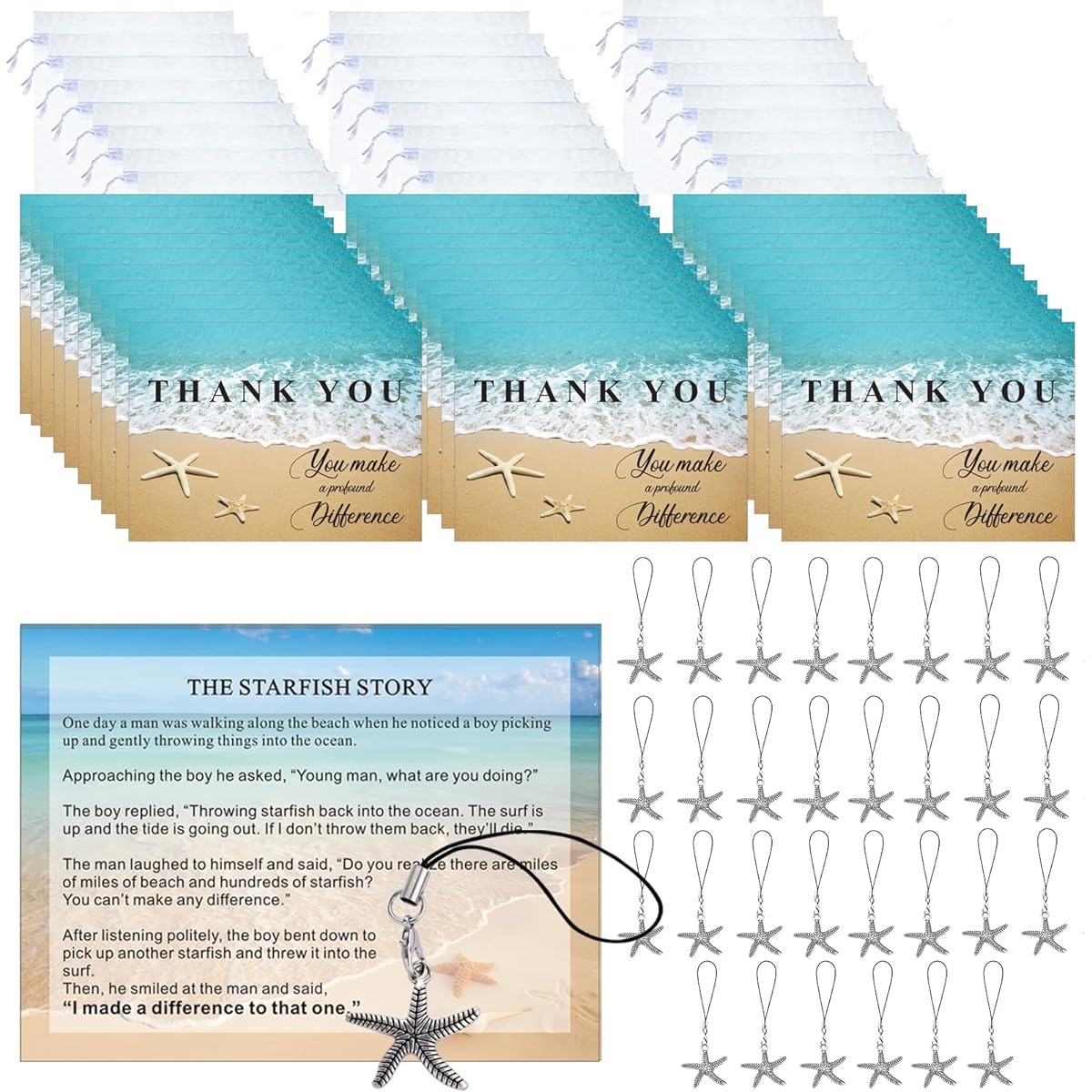 Qpige Employee Appreciation Gifts Bulk 30 Starfish Story Cards Appreciation Gifts for Colleagues Gratitude That Makes a Serious Difference Note Cards for Teachers Volunteers Nurses Appreciation Gifts