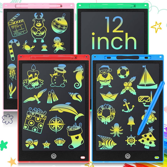 4pcs LCD Writing Tablet 12inch Colorful Kids Erasable Drawing Board Learning Toys for Birthday Children's Day 2-10 Years Old Girls Boys Toddlers