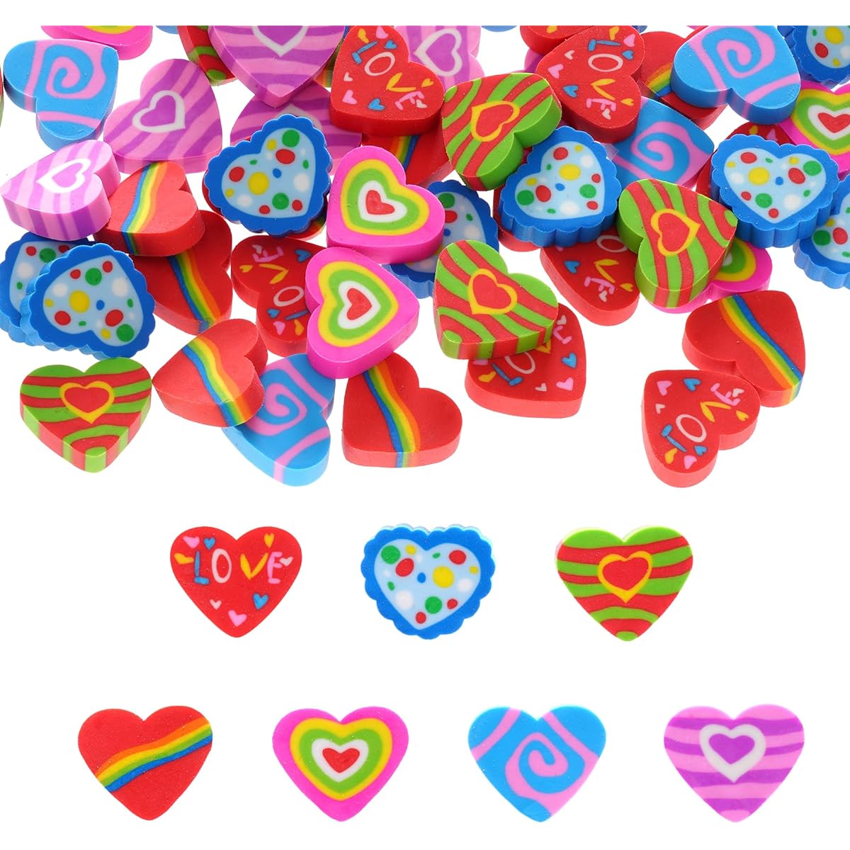 Nydotd 60pcs Valentine's Day Erasers for Kids, Little Heart Pencil Erasers, Party Favors, Novelty Valentine's Day Exchange Gifts, Goodie Bag Fillers Giveaways for School Classroom Homework Rewards
