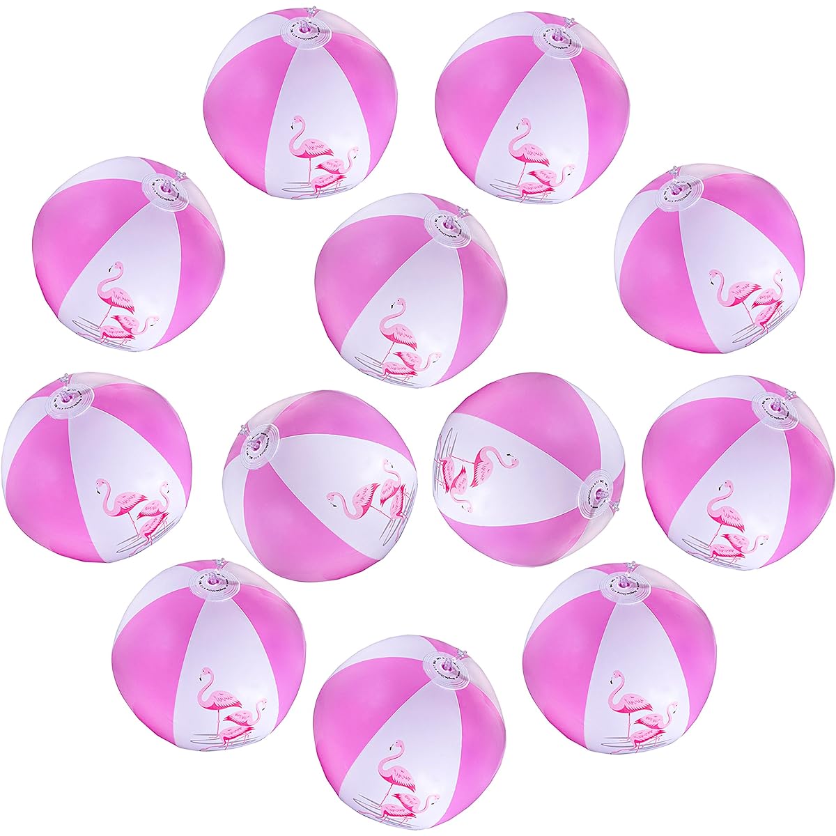 Inflatable Beach Balls Party Pack of 12 12" Pink Flamingo for Beach or Pool Ping/Flamingo Themed Parties