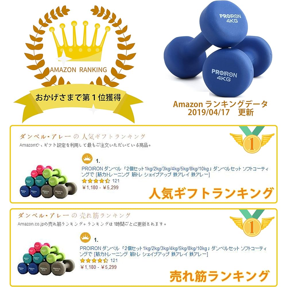 PROIRON dumbbell "set of 2 1kg/1.5kg/2kg/3kg/4kg/5kg/8kg/10kg" dumbbell set with soft coating [strength training, muscle training, shape up, iron array, iron array]