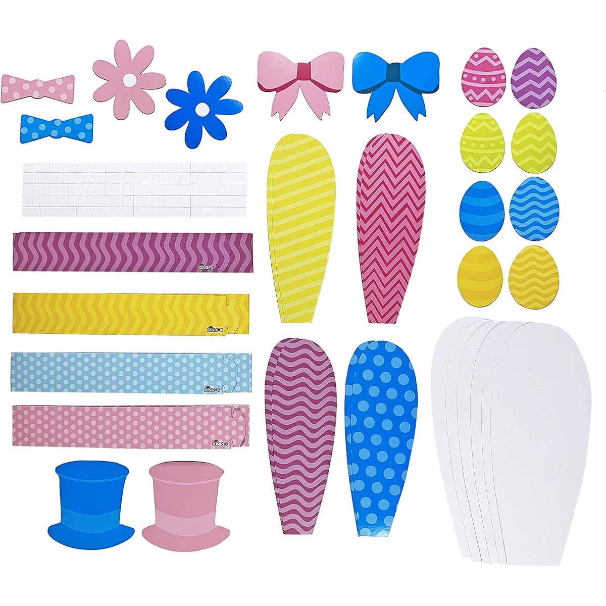 KINREX Easter Day Craft Kit - Paper Bunny Ear Crafts for Kids - 4 Bunny Headbands - 34 Pieces