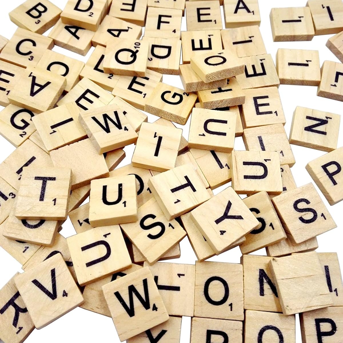 Sunnyglade 200 Wooden Letter Tiles A-Z Uppercase Letters for Crafts, Pendants, Spelling (200 Pieces)