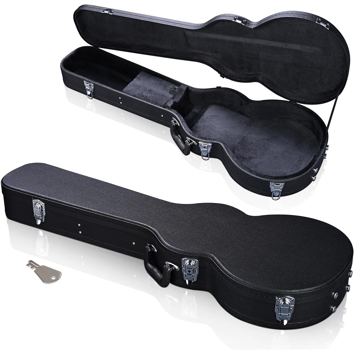 AW Black Universal Electric Guitar Hard Case Wooden Hard Shell Carry Case with Lock Latch Key, For Electric LP Guitar, Modern