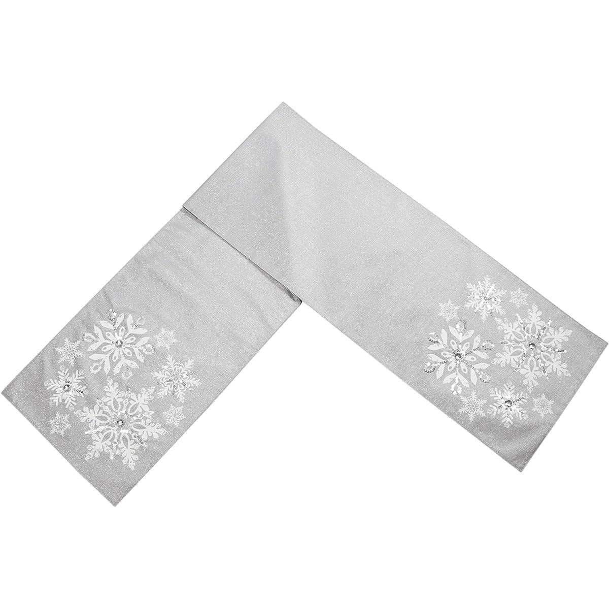 Comfy Hour 13"x72" Silver Snowflake Table Runner Polyester Winter Holiday Collection