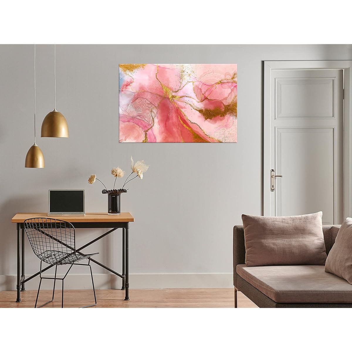 artgeist Acoustic Canvas Wall Art Print Abstract 35x24" - 1 Piece Acoustic Foam Soand Print Artwork for Room Acoustic Soundproofing Marble Paint Stain a-A-10154-b-a
