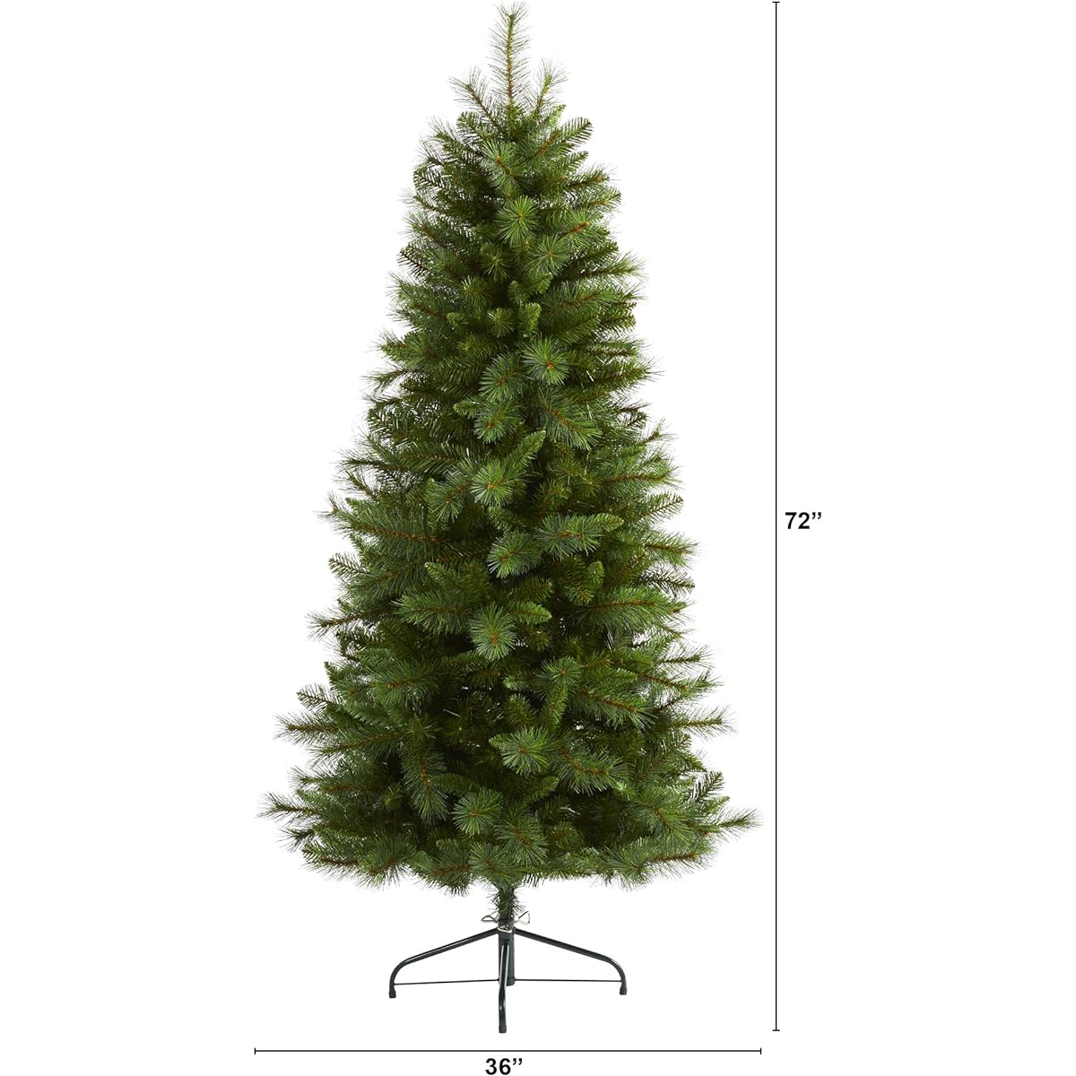 Nearly Natural 6' Slim West Virginia Mountain Pine Artificial Christmas Tree 629 with Bendable Branches, Green