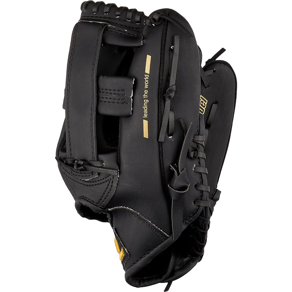 LEZAX Soft Baseball Glove for Adults GUTS LEAGUE Right Thrower (Left Hand Worn) 12 Inch GLBM-5764 Black