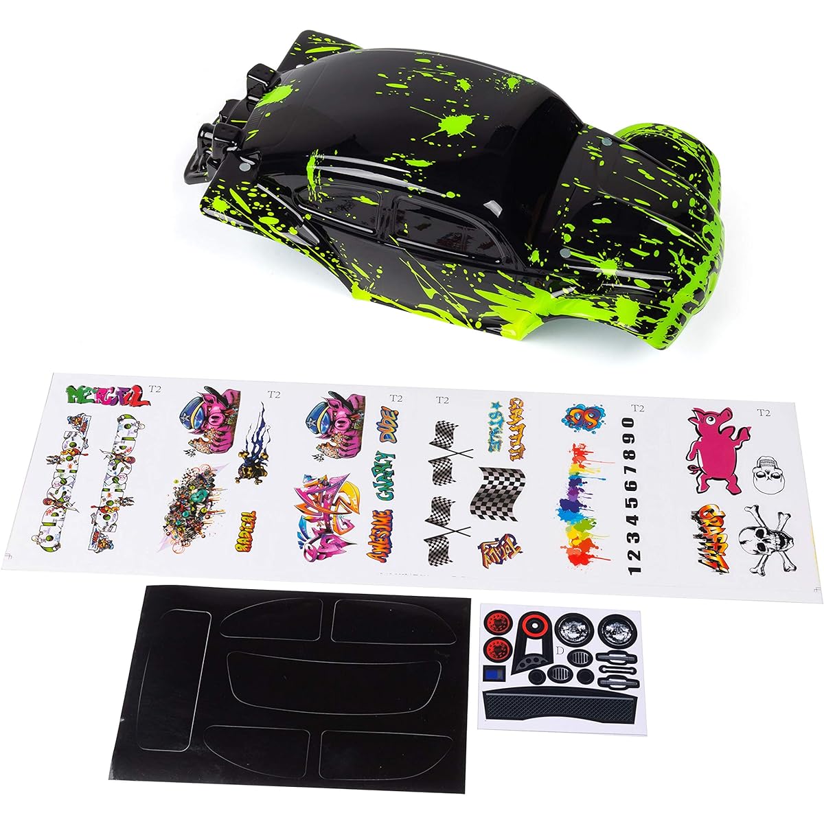 SummitLink Compatible Custom Body Muddy Green Over Black for 1/10 Scale RC Car or Truck (Truck Not Included) STB-BG-01