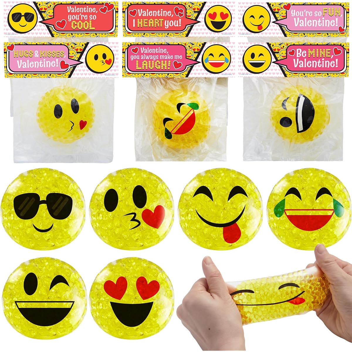 24 Valentine's Day Emoji Squishy Bead Ball