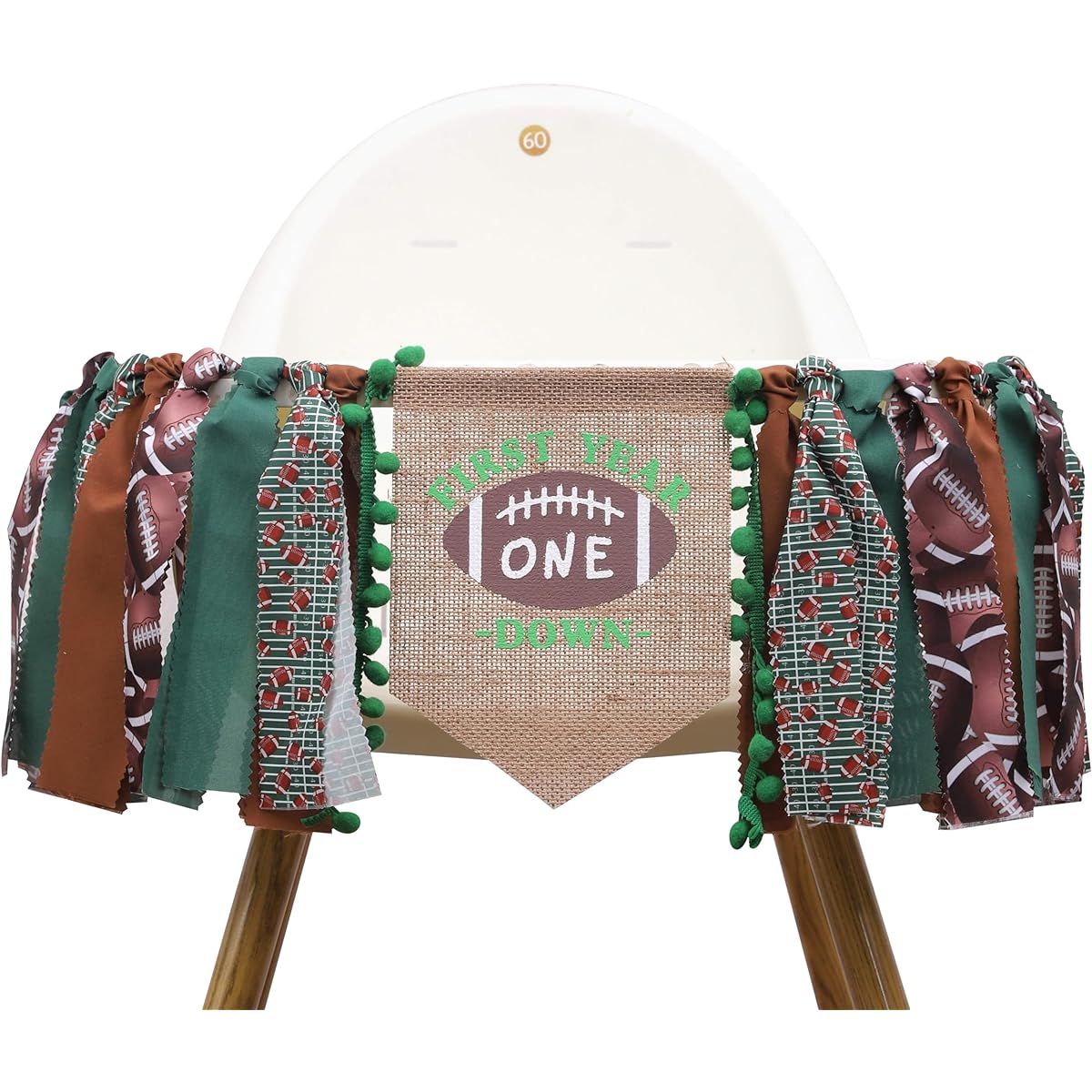 Football 1st Highchair Banner - Football 1st/First Birthday Party Decorations Football One Highchair Banner 1st Year Down Theme Football 1st Birthday Party Decorations Photo Props Football Party Decor