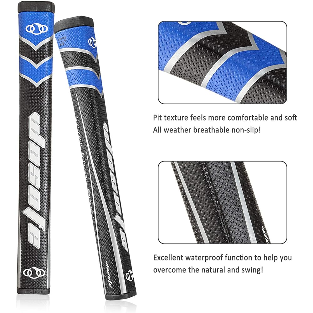 Zenesty Golf Putter Grip Mid Size Men's 45g 2.0 Compatible with Most Iron Clubs Pistol Shape Lightweight Adhesive Surface Delicate Pattern Soft PU Material Comfortable Feel 6 Colors to Choose from