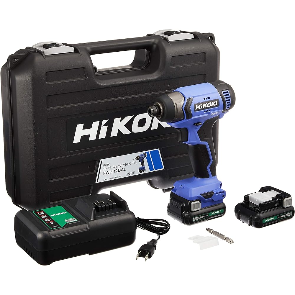 HiKOKI 10.8V Cordless Impact Driver 1.5Ah with 2 batteries, charger, and case FWH12DAL(2ES)