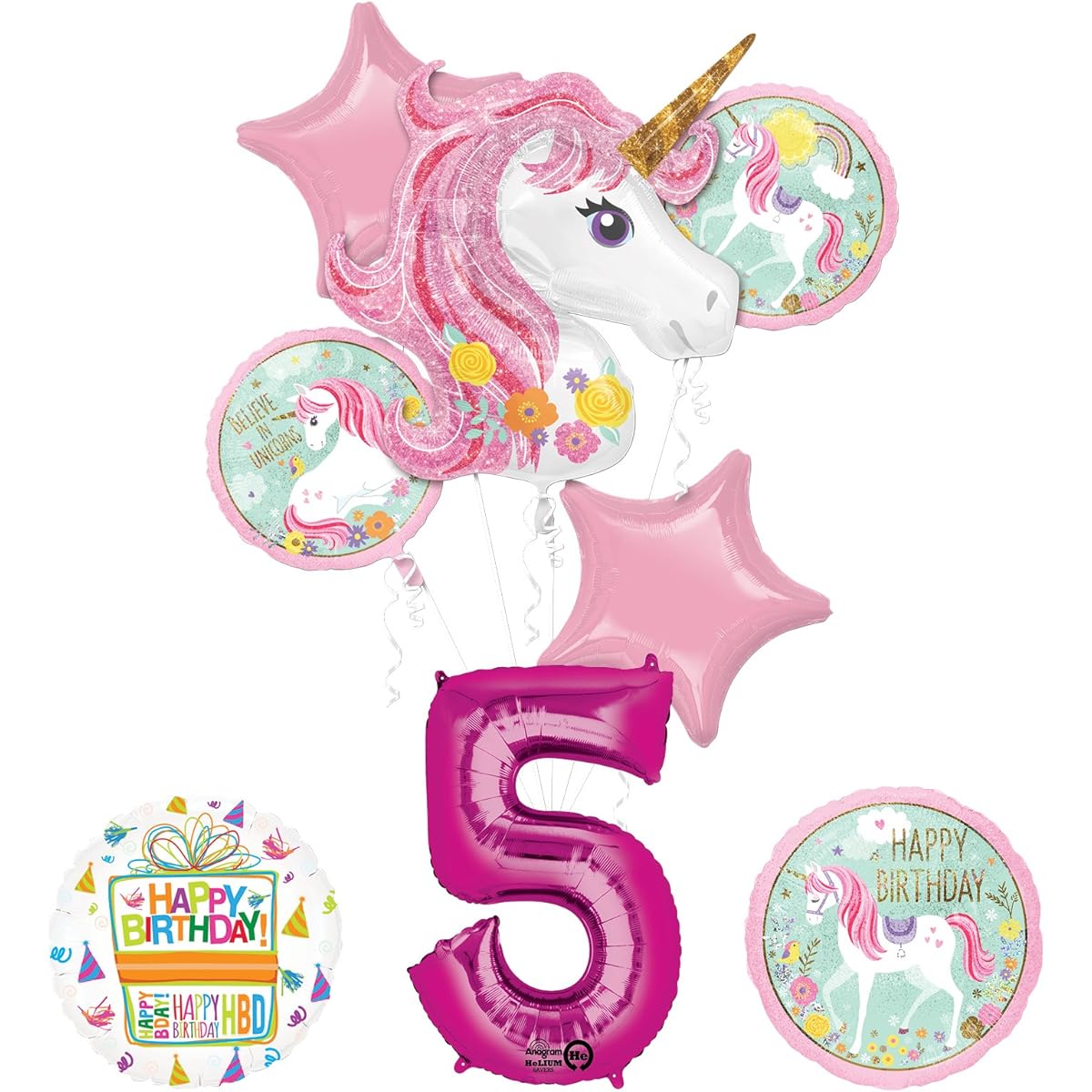 Mayflower Unicorn Party Supplies Believe in Unicorns 5th Birthday Balloon Bouquet Decorations