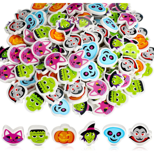 150pcs Halloween Mini Erasers Assortment Pumpkin Ghost Bat Mini Erasers for Kids Trick or Treat Halloween Party Favors Goody Bag Fillers (Funny Styles)