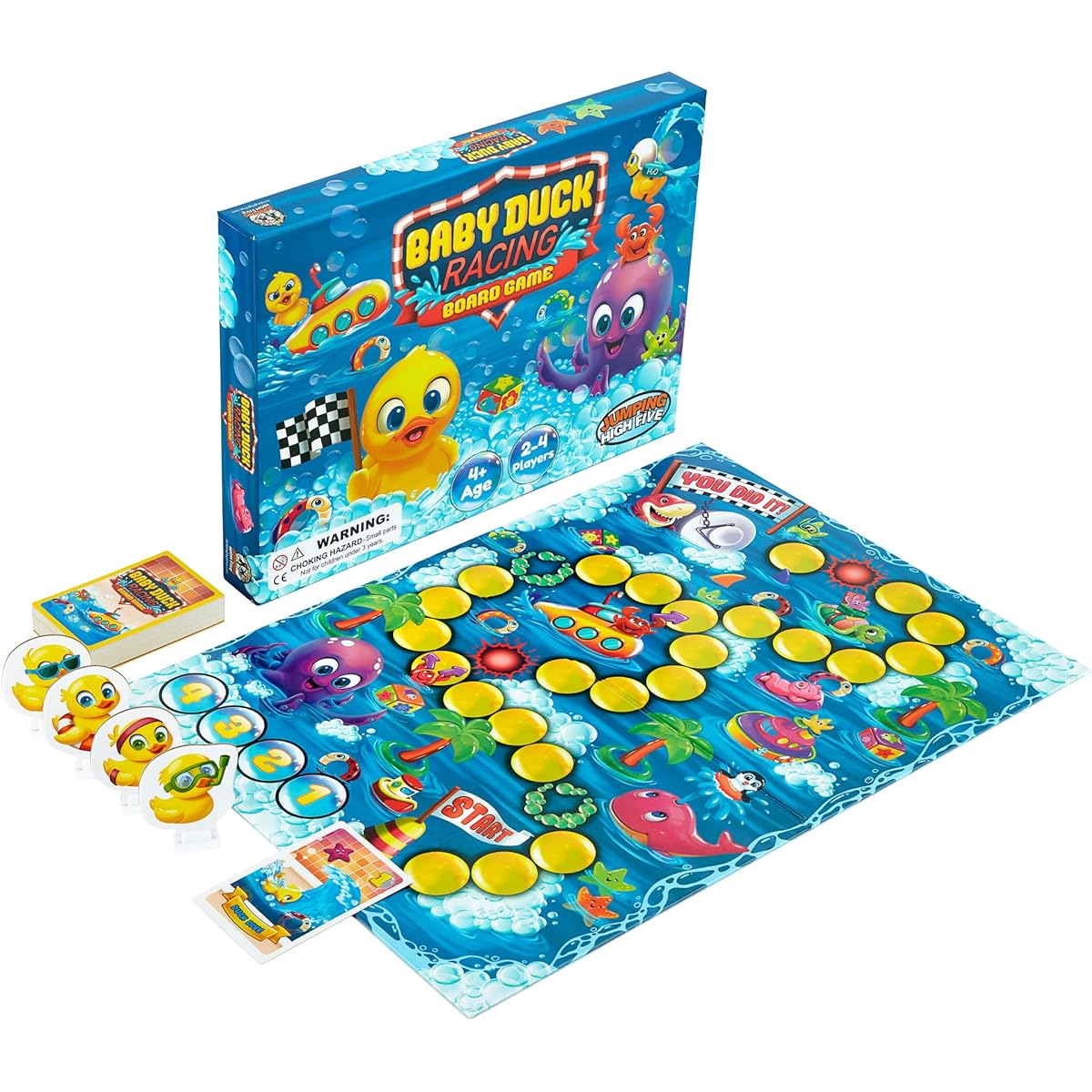 Baby Duck Racing Board Game! Help Ducky race through the bubble bath and save time playing! Kids ages 4 and up learn new skills through hands-on play - perfect for family game night