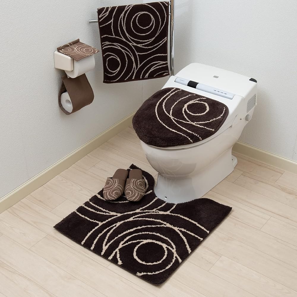 Senko M+home Genesee Toilet Mat Approx. 60 x 60 cm Brown Modern Rose Antibacterial Odor Resistant Made in Japan 27252