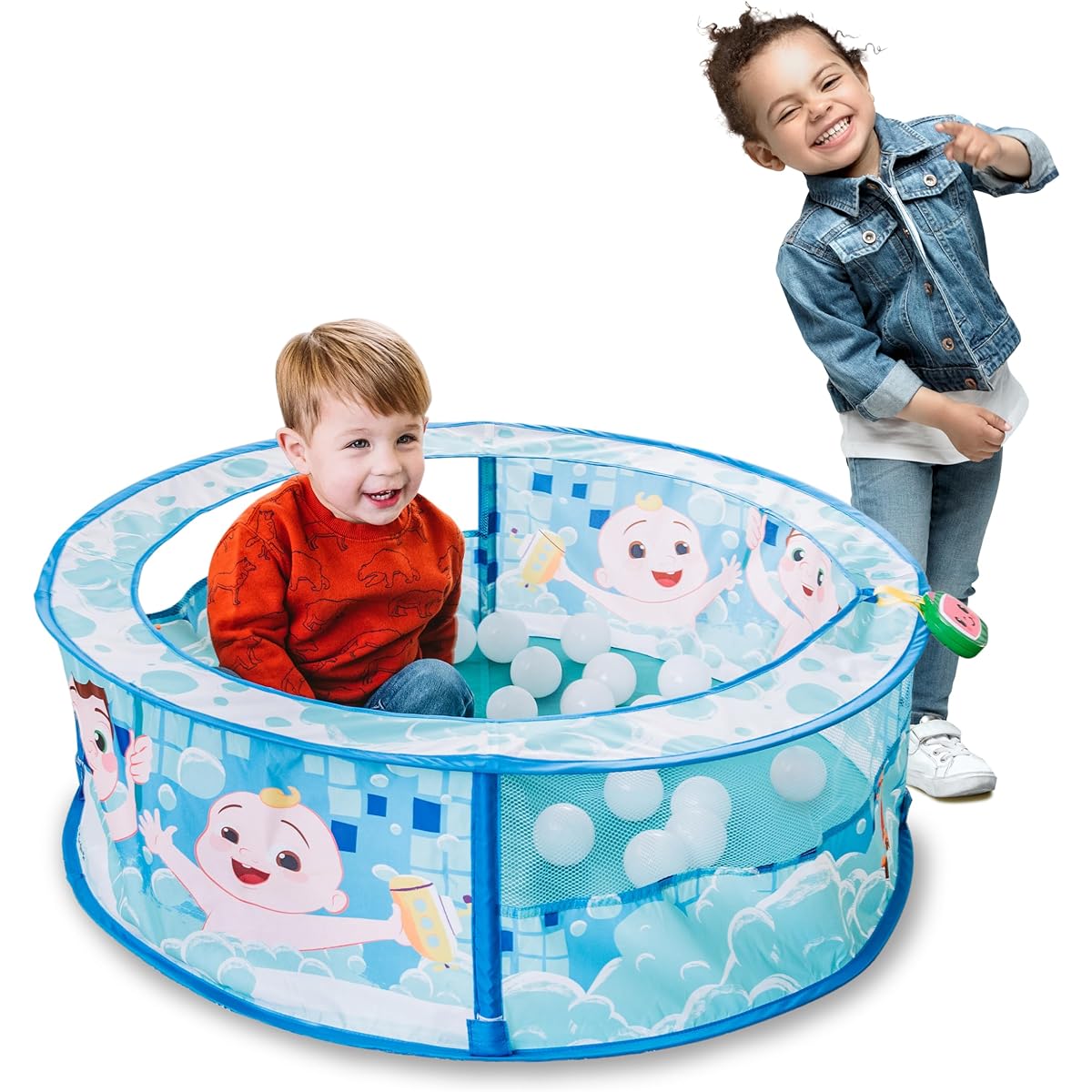 CoComelon Sunny Days Entertainment Bathtime Sing Along Play Center Ball Pit Tent with Bonus 20 Play Balls and Music